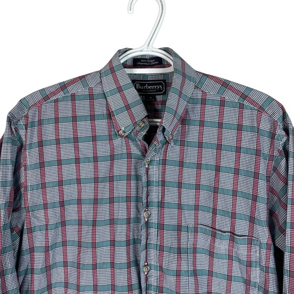 Burberry Other - Burberry London Mens Button Down Shirt Medium L/S‎ Cotton Pocket Blue Green Red